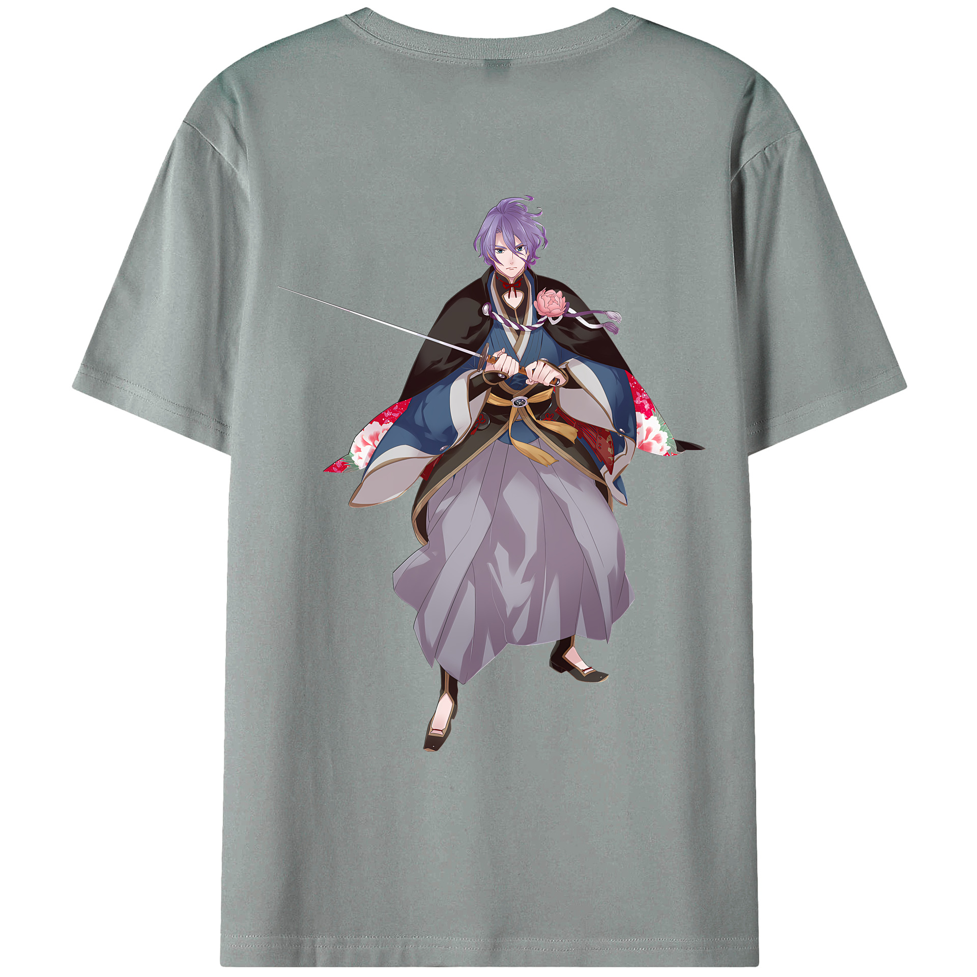 （画像用） 刀剣乱舞 Touken Ranbu 綿100％ メンズ半袖Tシャツ（バックプリント） 通気性